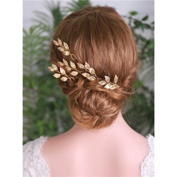YERTTER 5 PCS Gold Leaves Hair Pins Bridal Hair Accessories